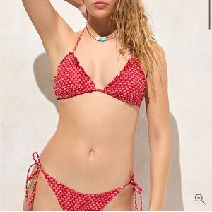 J. Crew Red and White Patterned Bikini
